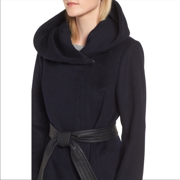 COLE HAAN WOOL BELTED SHAWL HIGH COLLAR WRAP COAT BLACK FORMAL OLD MONEY, 12 - Picture 13 of 15